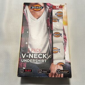 Dickies Tshirt Mens Medium White 5 Pack Vneck